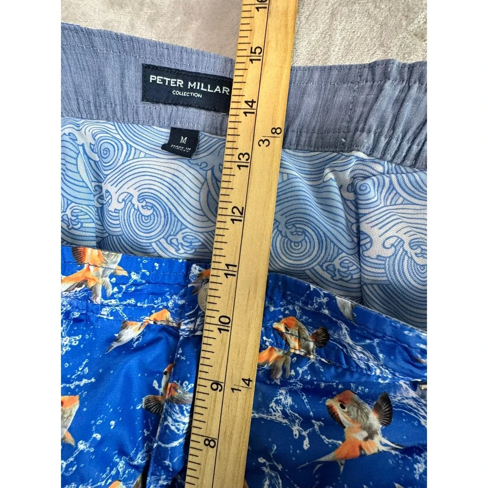 Peter Millar Collection Men's M Blue Koi Fish Swim‎ Trunks Shorts
